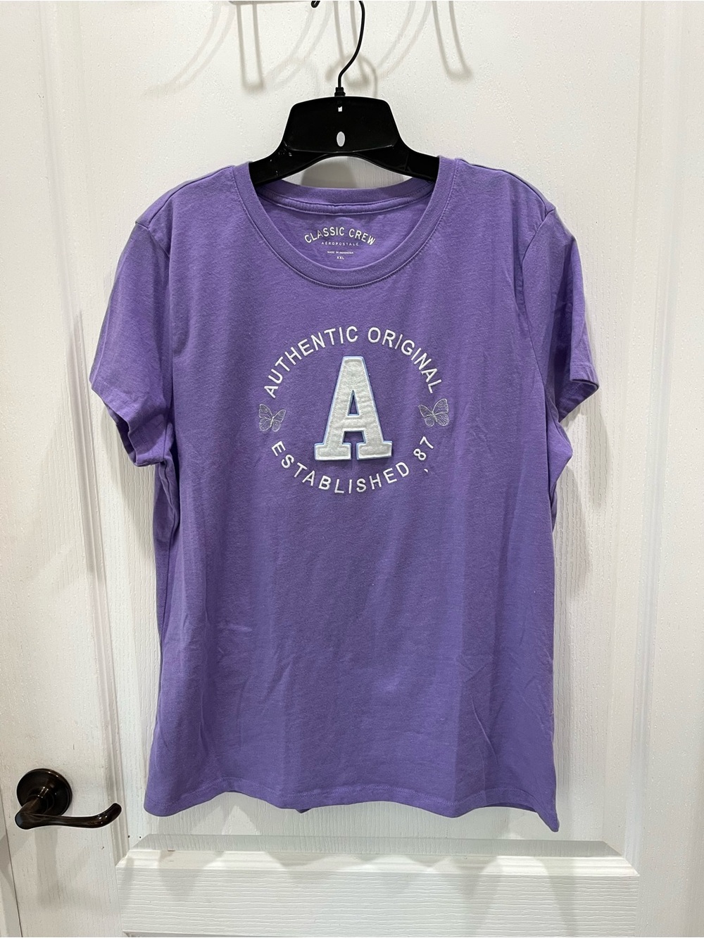 Aeropostale Lavender Crewneck Tee with 'A' Logo Y2K